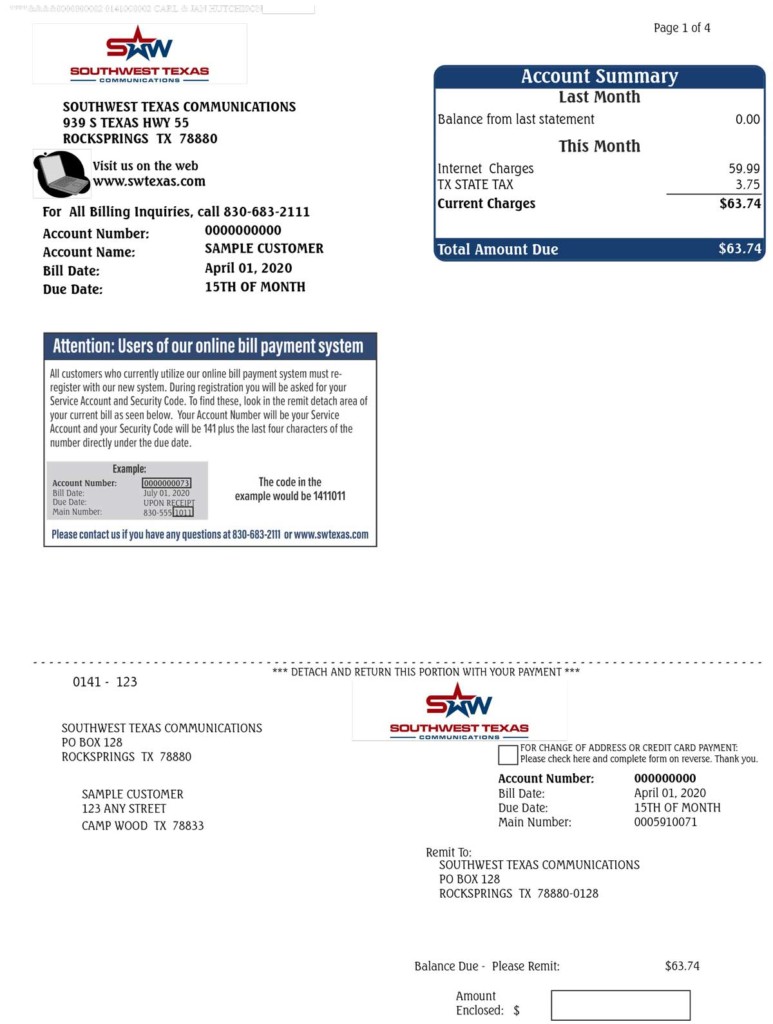 billing statement sample