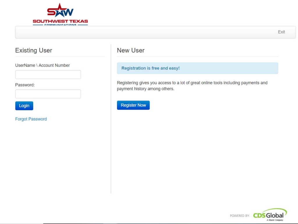 New CDS Billing Login Page Login page